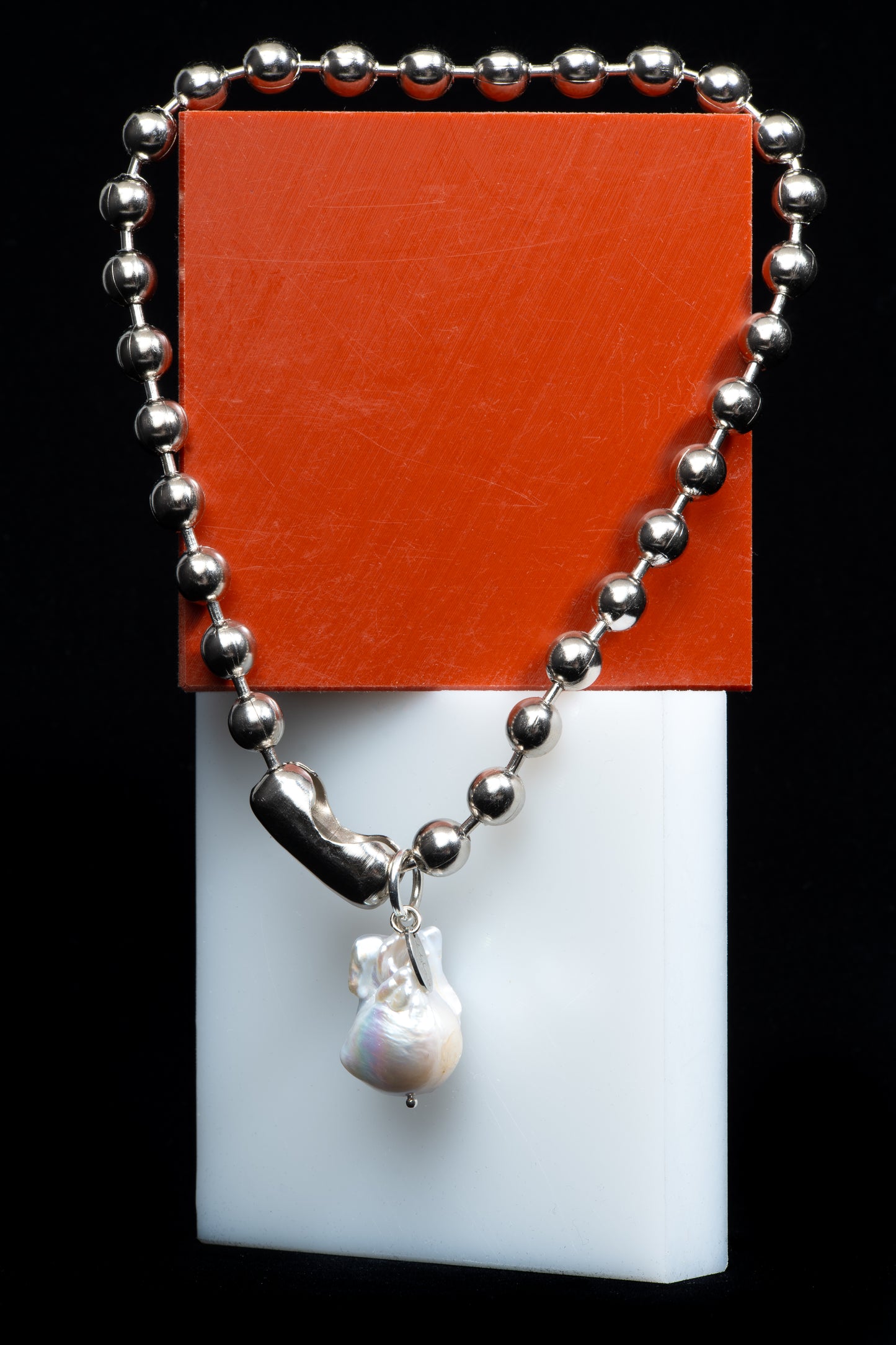 Ball Chain Pearl Necklace
