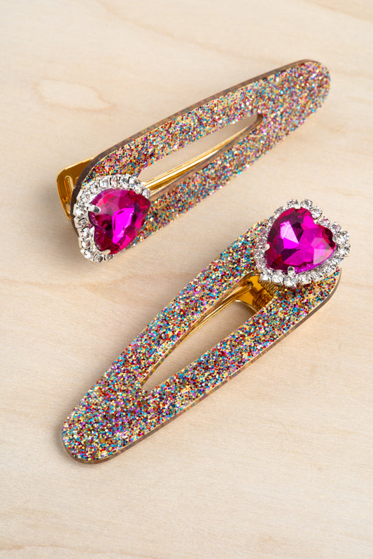 Rhinestone Heart Clip