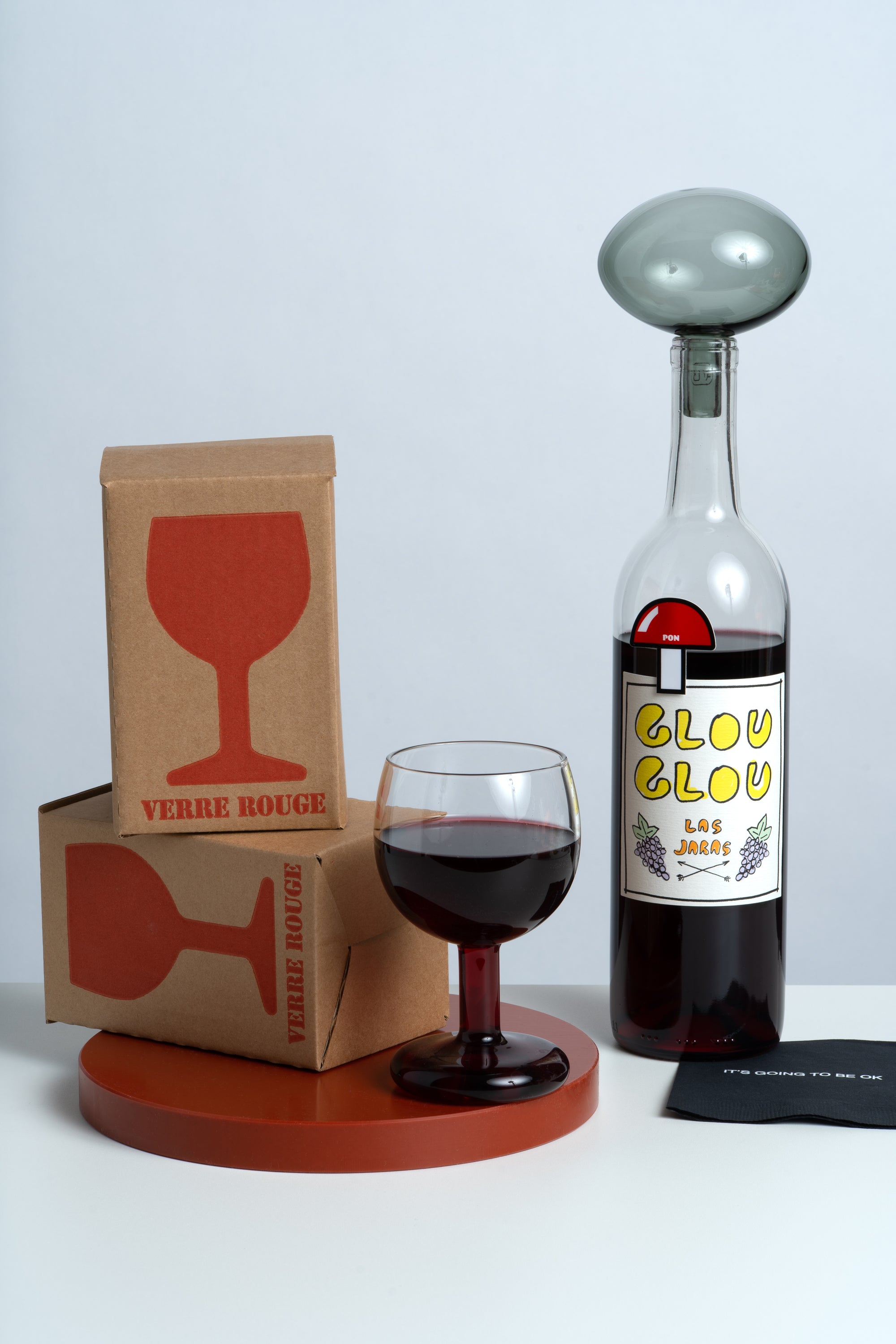 Verre à vin Rouge sur Pied Fumé JOHN'S - Diam 9,5 x H 19,5 cm- POMAX